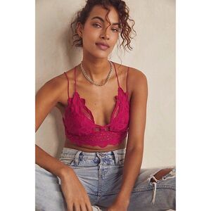NEW Free People Adella Lace crochet bra bralette pink size S